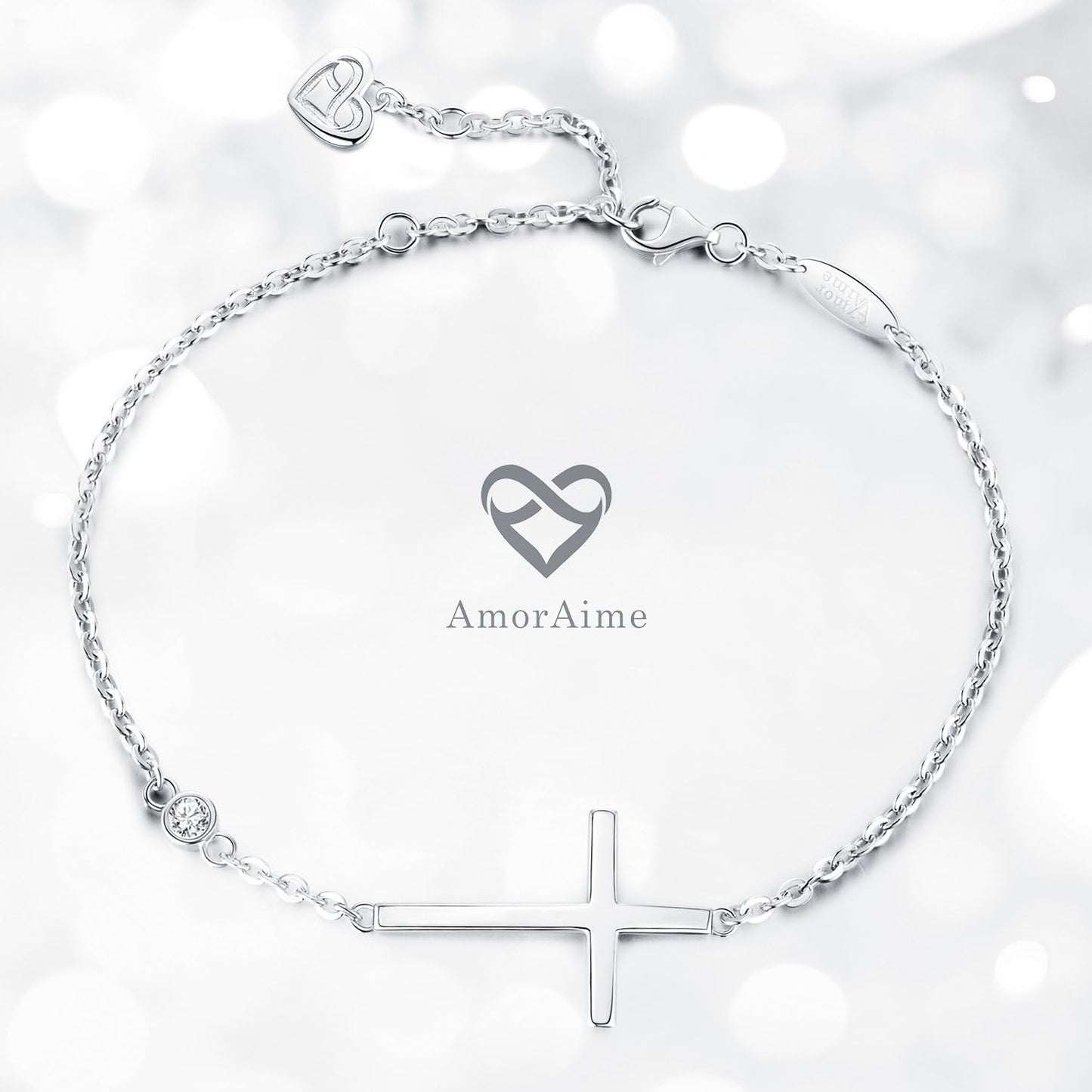 925 Sterling Silver Cross Bracelet for Women Christian Faith Bracelet 14K Gold Plated Bracelets Believe CZ Adjustable for Easter or Holiday