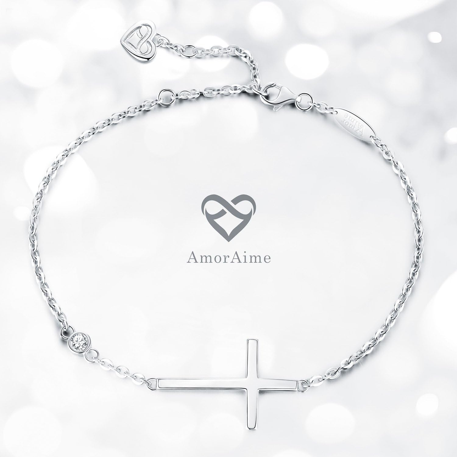 925 Sterling Silver Cross Bracelet for Women Christian Faith Bracelet 14K Gold Plated Bracelets Believe CZ Adjustable for Easter or Holiday