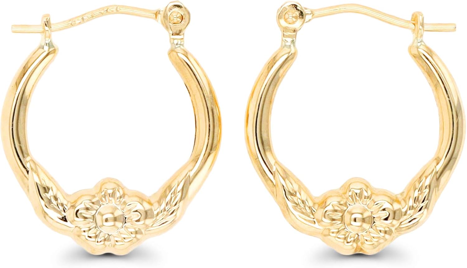 14K Yellow Gold Multiple Shapes of Hoop Earrings with Hinged Clasp | Wings & Heart, Dove and Cherub| Solid Gold Earrings for Women