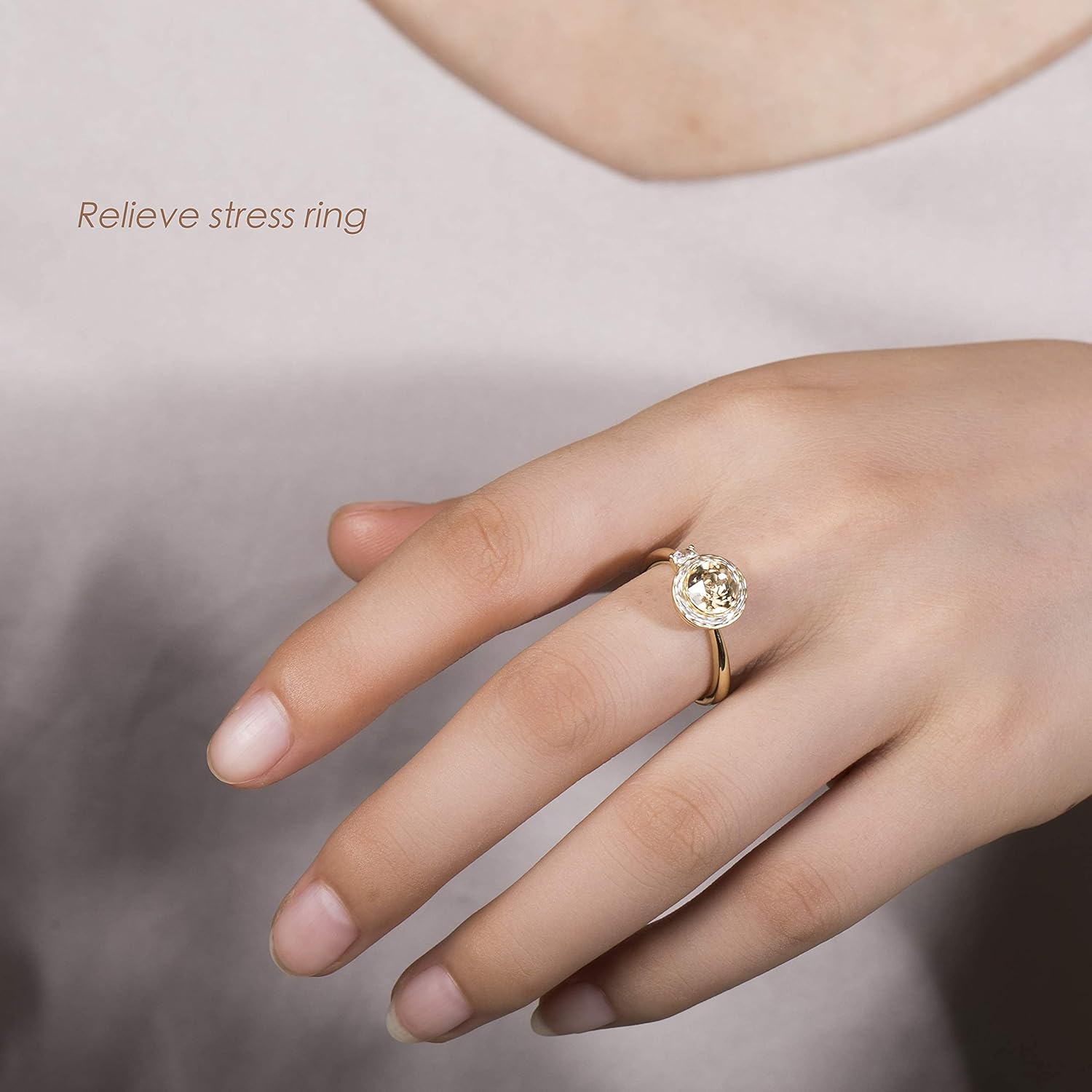 Fidget Ring Birthstone Rings for Women Thumb Rings Fidget Ring Women Rose Gold Ring Spinner Ring Anxiety Ring for Women Cubic Zirconia Ring