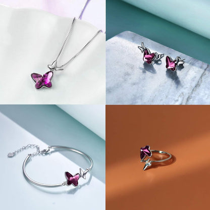 Sterling Silver Infinity Butterfly Earrings Embellished with Crystals from Austria, Hypoallergenic Stud Earrings, Anniversary Birthday Butterfly Jewelry Gifts for Women