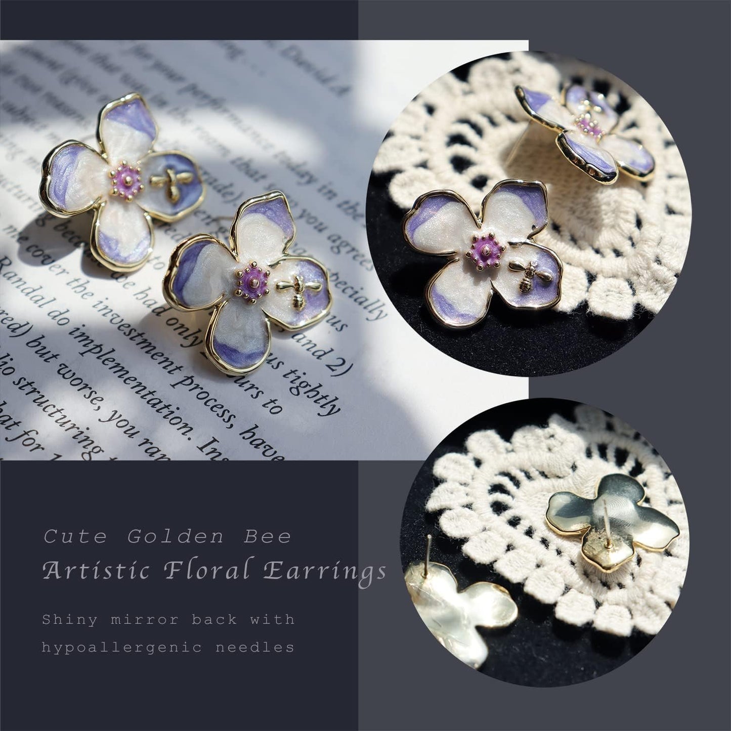 Pearl Flower Leaf Stud Earrings for Women Statement Cluster CZ Pearls Earring Gold Plated Sterling Silver Wedding Prom Birthday Fashion Jewelry Gift