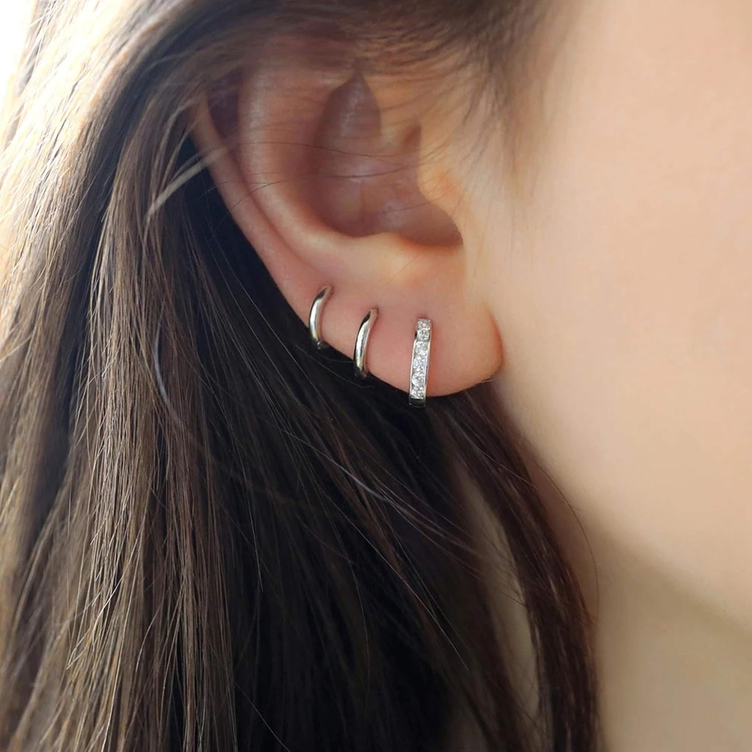 3 Pairs Small Hoop Earrings Set for Women, 14K Gold Plated Huggie Hoop Earrings for Men, Tiny Cartilage Hypoallergenic Earring Set