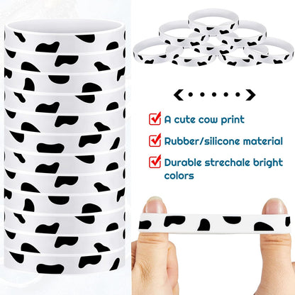 Cow Print Rubber Bracelets Cow Print Slap Bracelet for Party Cute Cow Animal Print for Western Party Jewelry Bracelets Slap Bracelets