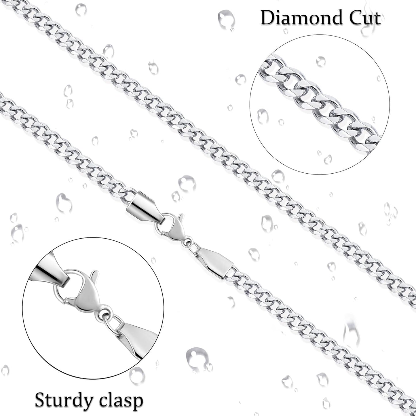 5Mm Silver Tone/Gold Cuban Link Chain for Men, Mens Chain Necklaces, Stainless Steel Chain Necklaces for Men Women, 3.5/4/5Mm
