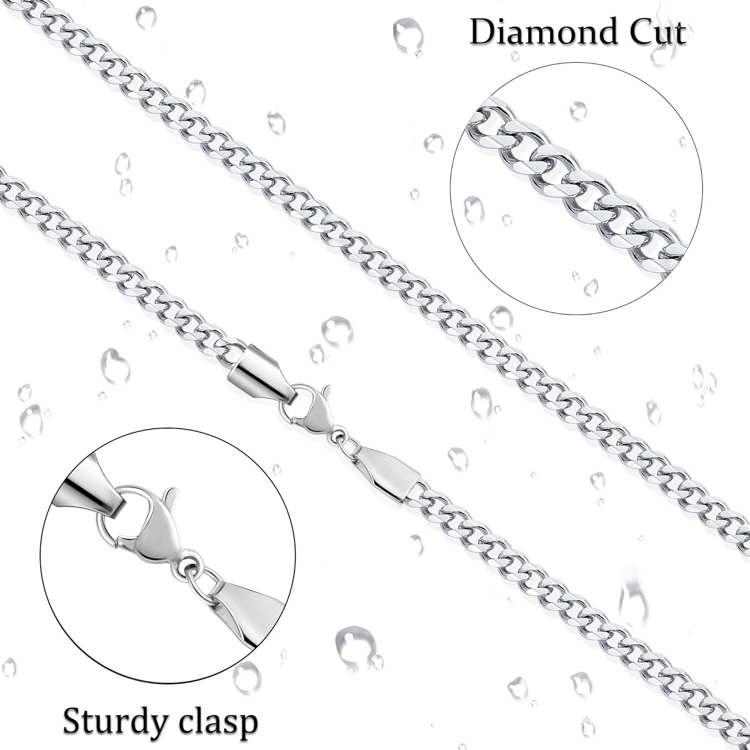 5Mm Silver Tone/Gold Cuban Link Chain for Men, Mens Chain Necklaces, Stainless Steel Chain Necklaces for Men Women, 3.5/4/5Mm