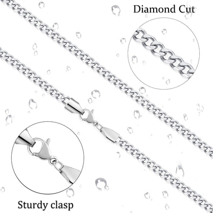 5Mm Silver Tone/Gold Cuban Link Chain for Men, Mens Chain Necklaces, Stainless Steel Chain Necklaces for Men Women, 3.5/4/5Mm