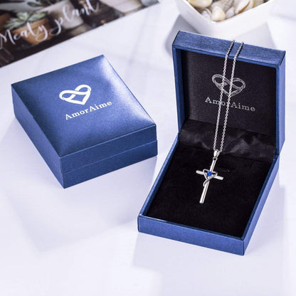 925 Sterling Silver Cross Necklace for Women Men 5A CZ Birthstone Necklaces 14K Gold Plated or Rose Gold Necklace for Easter or Mother'S Day