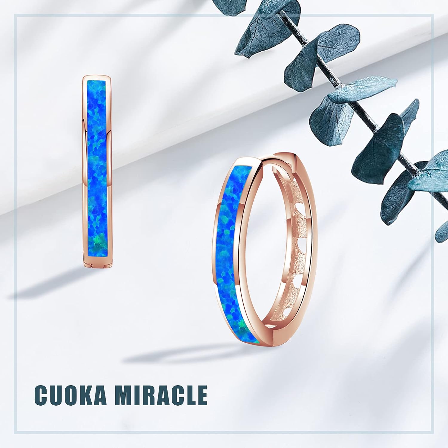 Hoop Earrings for Women Opal Hoop Earrings Hinged Huggie Earrings 925 Sterling Silver Hypoallergenic Earrings for Sensitive Ears Simulated Opal Colorful Jewelry Birthday Christmas Gift