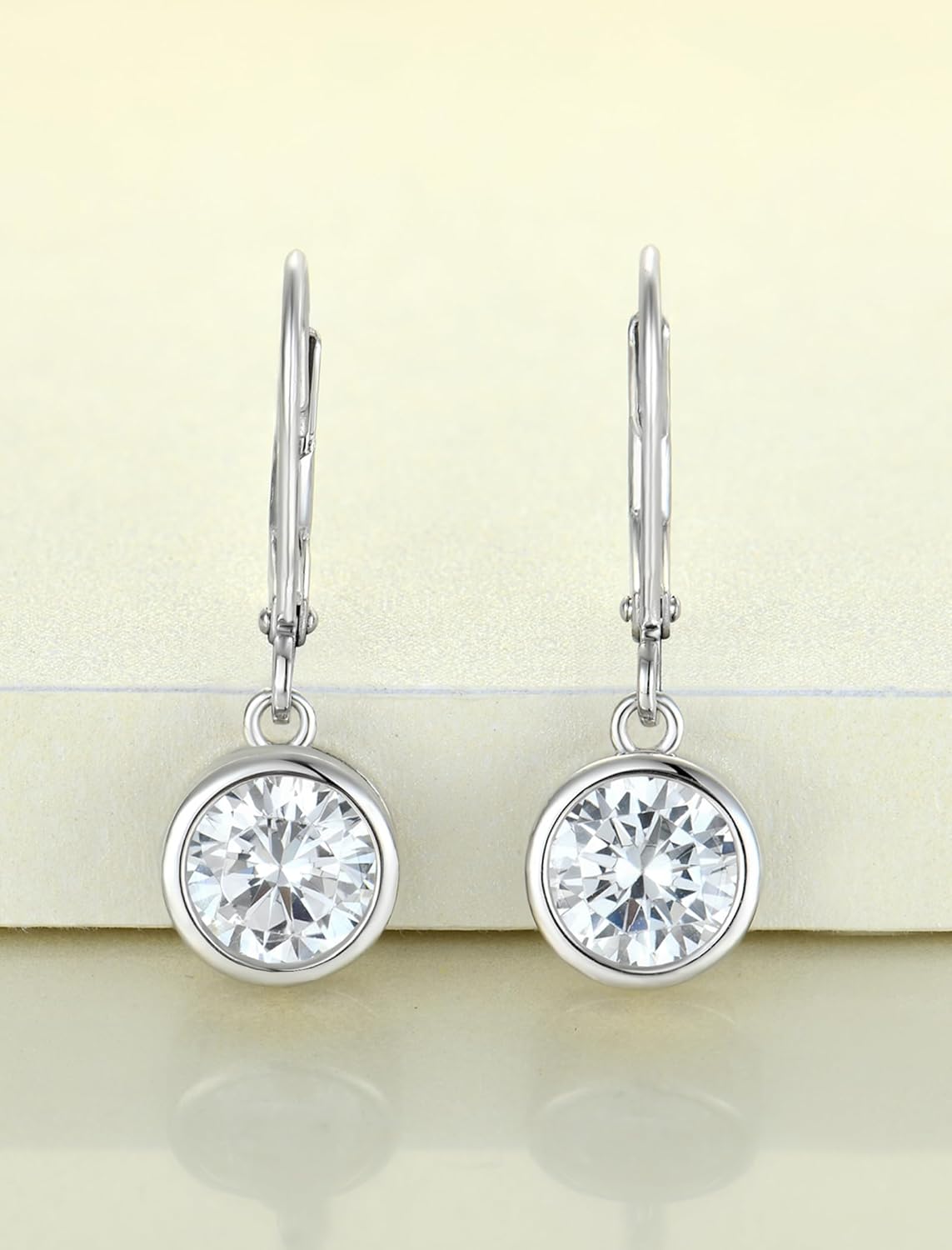 925 Sterling Silver Solitaire Teardrop Dangle Drop Earrings Pear/Heart/Round Cut Birthstone Leverback Earrings Jewelry for Women