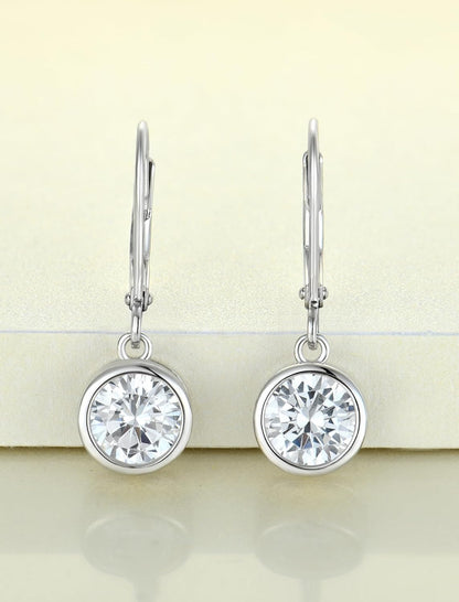 925 Sterling Silver Solitaire Teardrop Dangle Drop Earrings Pear/Heart/Round Cut Birthstone Leverback Earrings Jewelry for Women