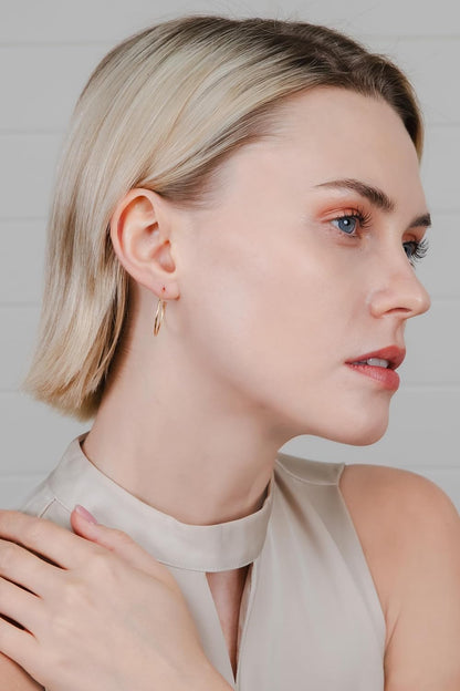 Gold Thin C-Hoop Earrings– 925 Sterling Silver, 25mm