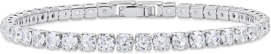 925 Sterling Silver Moissanite Tennis Bracelet for Women, 5.3 Carat Total Weight, D Color VVS1 Brilliant Moissanite Stones, 3Mm Classic Tennis Bracelet, GRA Certified, Available in 6.5 7 and 7.5 Inch Sizes