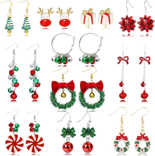 Christmas Earrings for Women Stocking Stuffers Christmas Tree Snowflake Bow Bell Dangle Earrings Xmas Holiday Jewelry Gifts Outfits Accessories