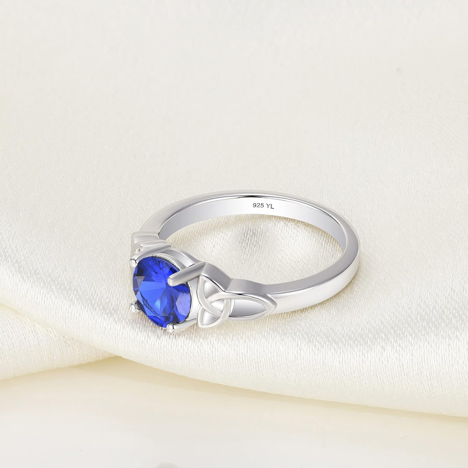 Celtic Knot Rings for Women 925 Sterling Silver round Cut Birthstone Statement Ring