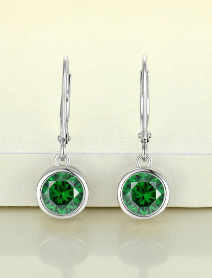925 Sterling Silver Solitaire Teardrop Dangle Drop Earrings Pear/Heart/Round Cut Birthstone Leverback Earrings Jewelry for Women
