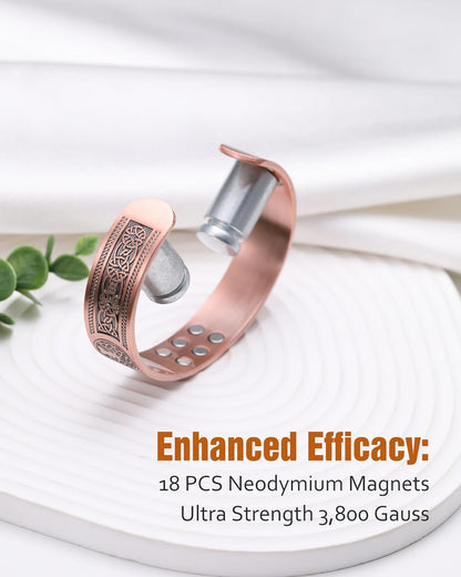Copper Bracelet for Men, 18X Strength Mens Magnetic Bracelets with 3,800 Gauss Magnets, 99.99% Pure Solid Copper Jewelry Gift