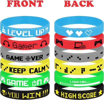 36 Pcs Video Game Silicone Wristbands Game Party Supplies for Birthday Party Baby Shower Party Favors, 6 Styles