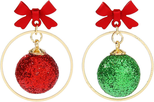 Christmas Earrings for Women - Christmas Ball, Christmas Tree, Green Leaf, Knit Earrings Holiday Jewelry