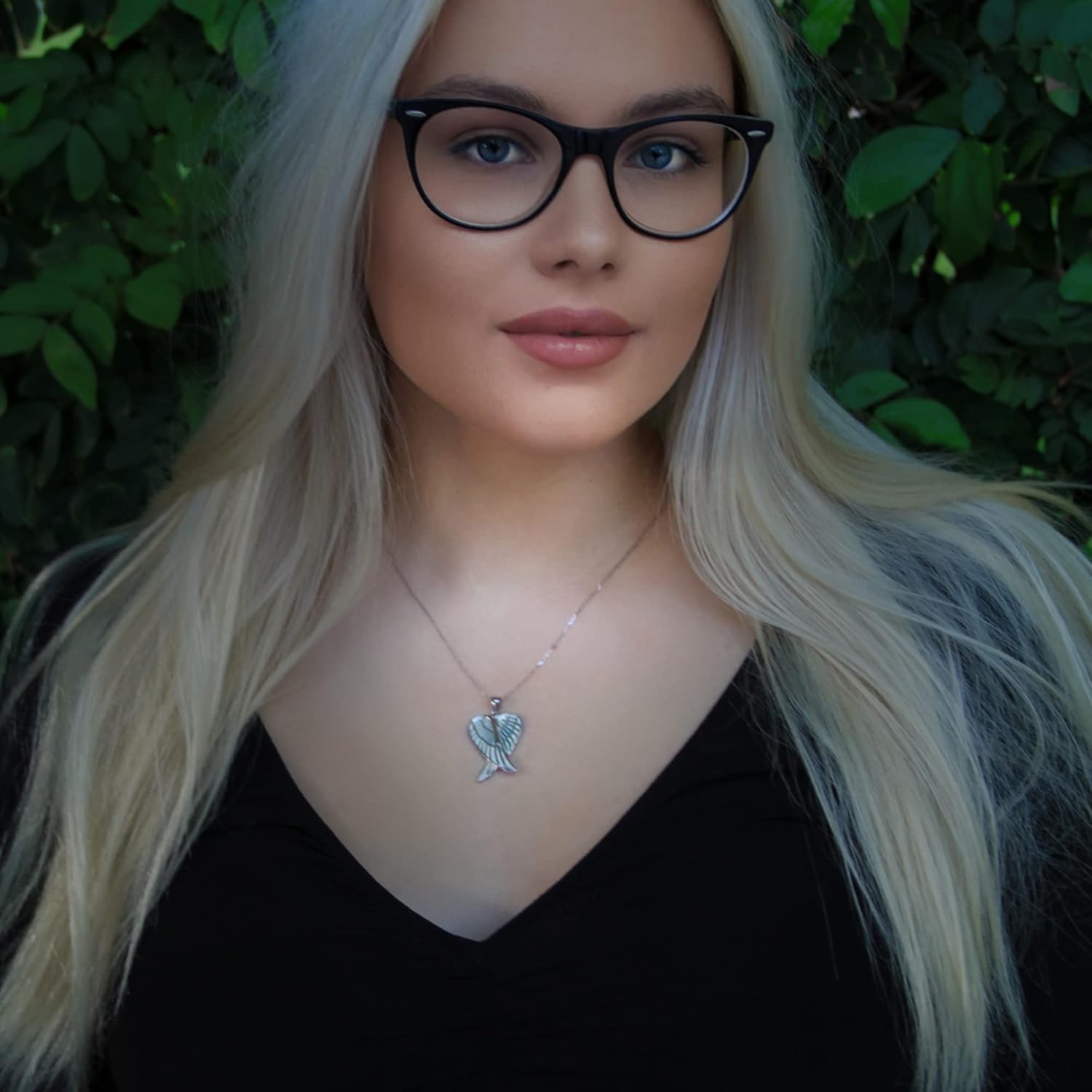 Sterling Silver Angel Wing Heart Necklace - Simulated White, Pink or Blue Opal - Meaningful Guardian Angel Gift for Women