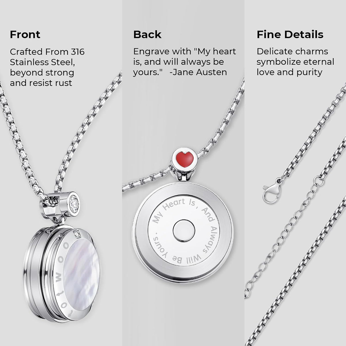 TOTWOO Silver Smart Touch Soulmate Pendant Necklace