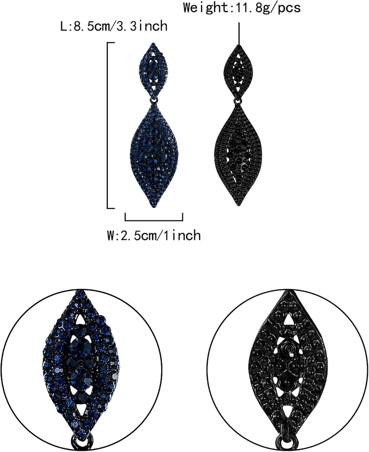 Women'S Rhinestone Crystal Wedding Bridal 2 Leaf Drop Dangle Chandelier Earrings