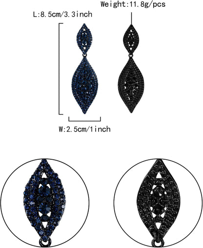 Women'S Rhinestone Crystal Wedding Bridal 2 Leaf Drop Dangle Chandelier Earrings