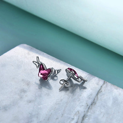 Sterling Silver Infinity Butterfly Earrings Embellished with Crystals from Austria, Hypoallergenic Stud Earrings, Anniversary Birthday Butterfly Jewelry Gifts for Women