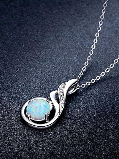 Birthstone Gemstone Necklaces for Women 925 Sterling Silver Dainty Pendant Jewelry Valentines Mothers Day Christmas Birthday Gifts for Mom Girlfriend Wife Daughter