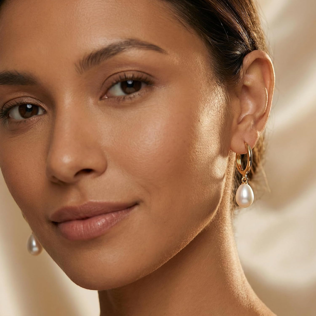 Gold Huggie Small Hoop Earrings 18K Gold Plated Crystal Drop Dangle Earrings for Women