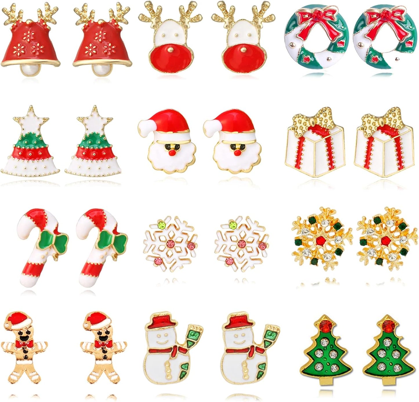 Christmas Earrings for Women Rhinestone Pearl Bow Earrings Holiday Jewelry Gifts Christmas Outfits for Women Stocking Stuffers