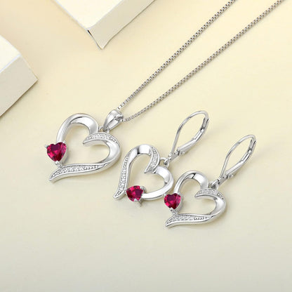 Heart Dangle Earrings 925 Sterling Silver Drop Earrings Birthstone Leverback Jewelry for Women