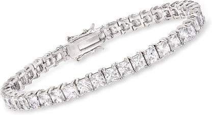 16.00 Ct. T.W. Princess-Cut CZ Tennis Bracelet in Sterling Silver