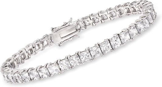16.00 Ct. T.W. Princess-Cut CZ Tennis Bracelet in Sterling Silver