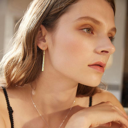 Opal Drop Earrings - Silver or Gold Plated Dangle Bar Jewelry for Women, Gems Earrings 2 1/8"