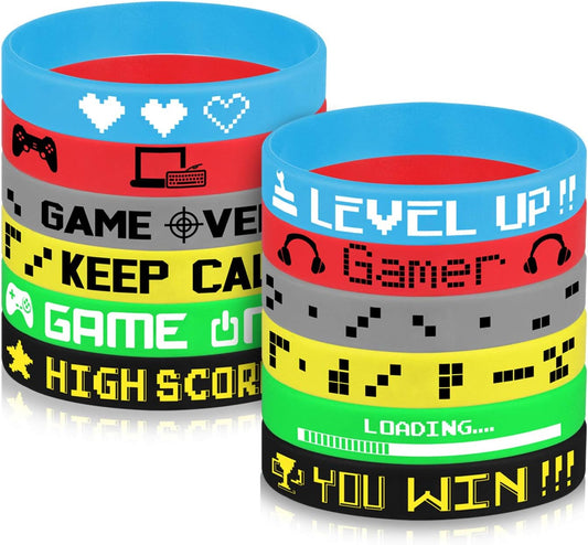 36 Pcs Video Game Silicone Wristbands Game Party Supplies for Birthday Party Baby Shower Party Favors, 6 Styles