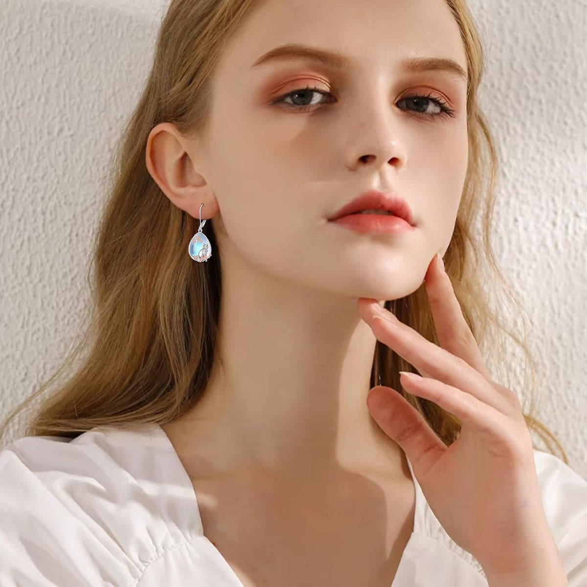 Cat/Hummingbird Earrings for Women 925 Sterling Silver Moonstone Dangle Earrings Animal Drop Earring Jewelry Christmas Gifts