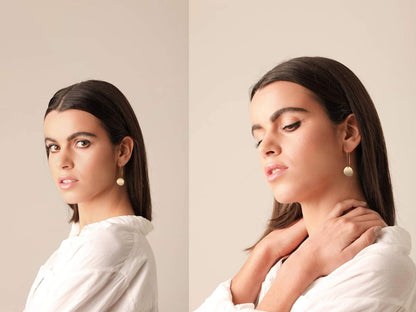 Statement Long Gold Circle Semicircle Ball Dangling Earrings for Women 18K Gold Plated Drop Earrings