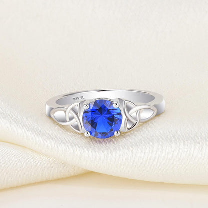 Celtic Knot Rings for Women 925 Sterling Silver round Cut Birthstone Statement Ring