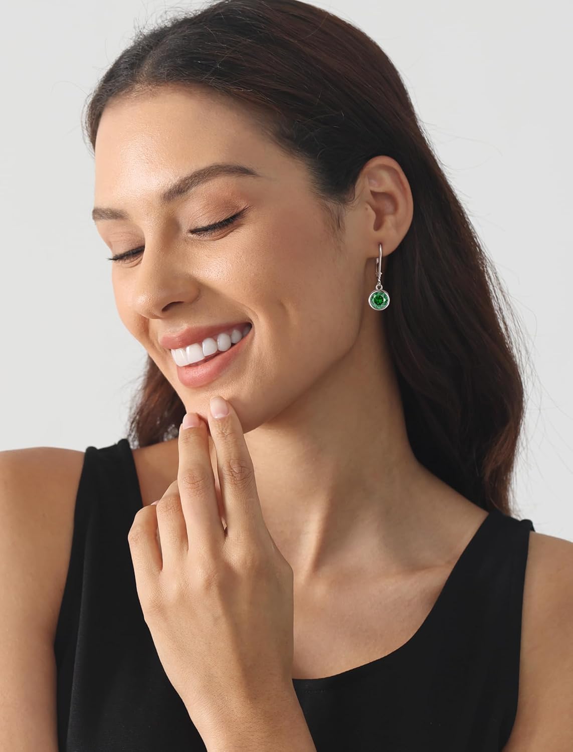 925 Sterling Silver Solitaire Teardrop Dangle Drop Earrings Pear/Heart/Round Cut Birthstone Leverback Earrings Jewelry for Women