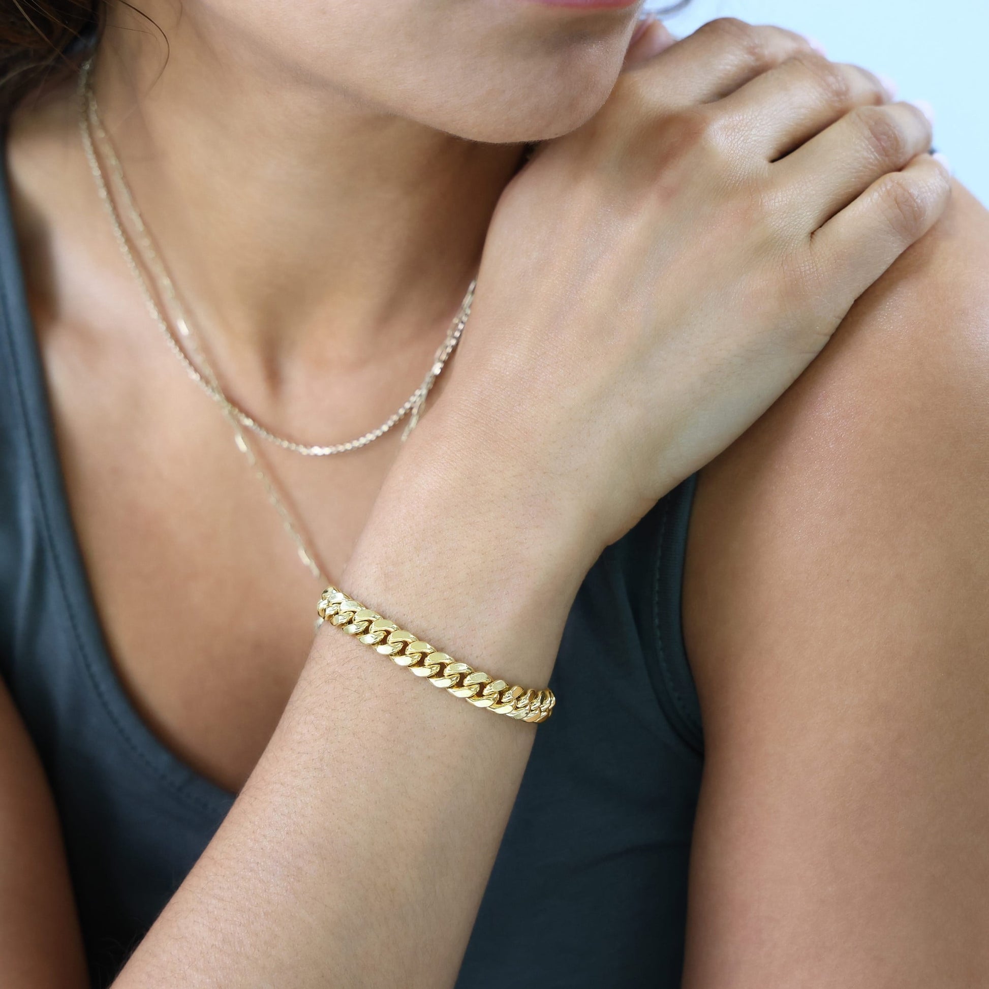 14K Real Yellow Gold Miami Cuban Link 7.5Mm Chain Bracelet (7"-9") Italian Jewelry for Men