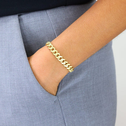 14K Real Yellow Gold Royal Monaco 7.5Mm Miami Cuban Link Bracelet (7"-9") Italian Jewelry for Men & Women