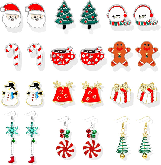 Christmas Earrings for Women Pink Flamingo Tree Snowflake Bow Jingle Bell Dangling Trendy Holiday Earrings Stocking Stuffers Christmas Jewelry Gifts Outfits Accessories