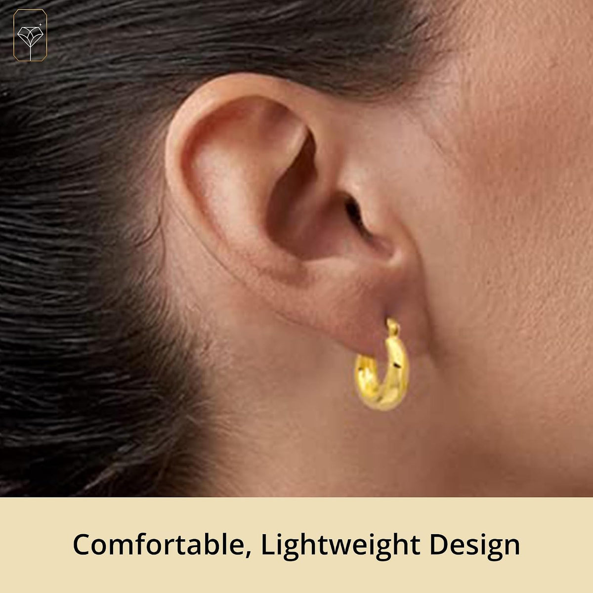14K Yellow Gold Plated Hoop Earrings for Women with Click Top