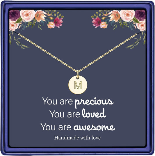 Disc Initial Necklaces for Girls Jewelry - Birthday Gifts for Girls