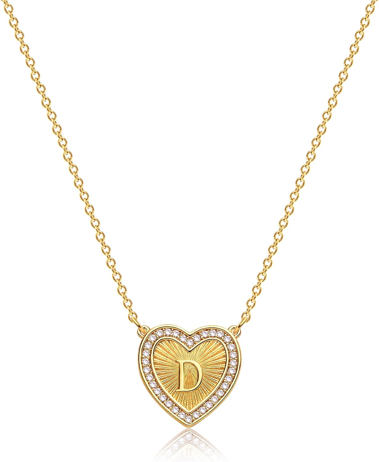 Gold Necklace for Women 14K Gold Plated Emerald Necklace Pendant with CZ Simple Adjustable Chain Choker Necklaces Jewelry for Women