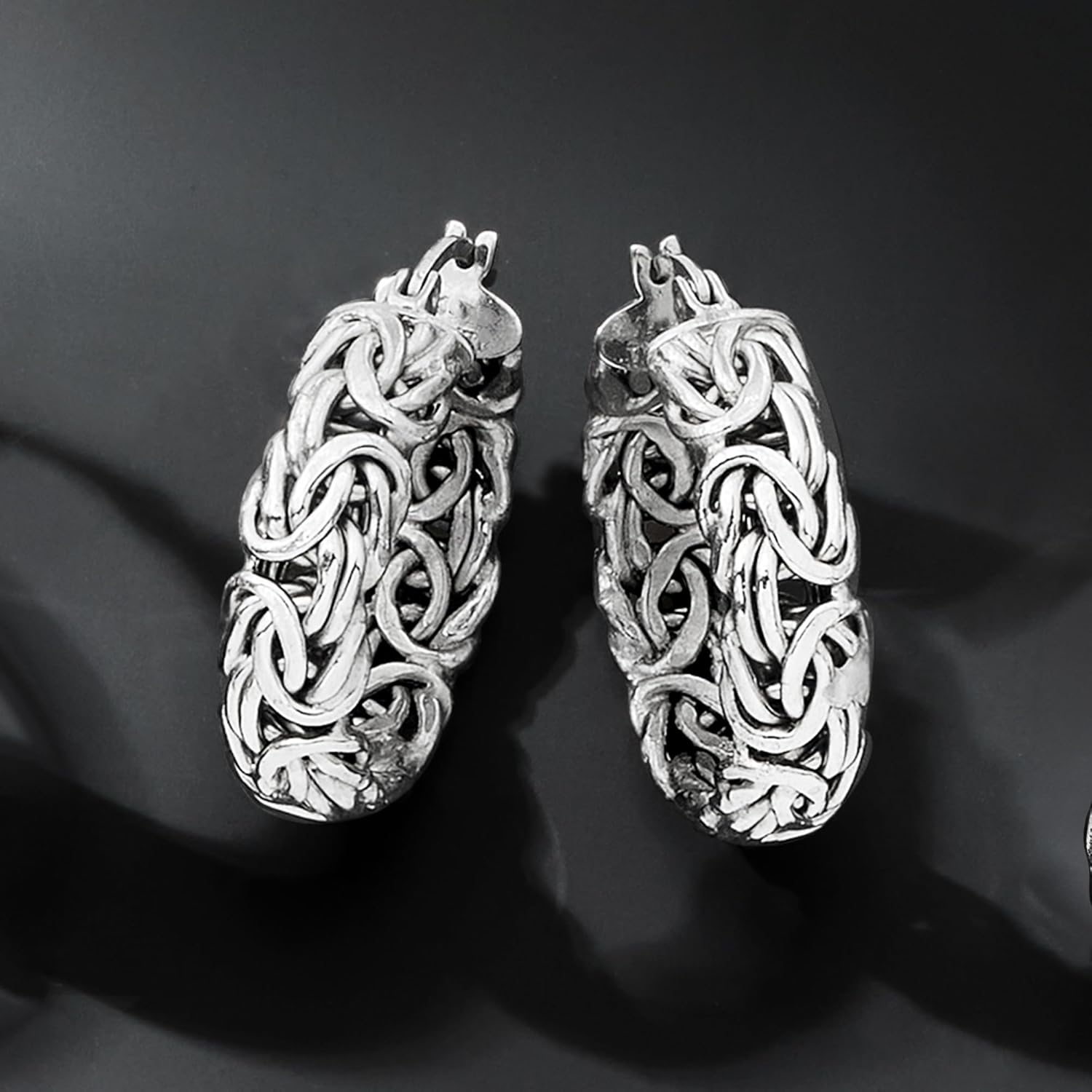 Sterling Silver Byzantine Hoop Earrings