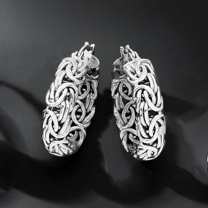 Sterling Silver Byzantine Hoop Earrings