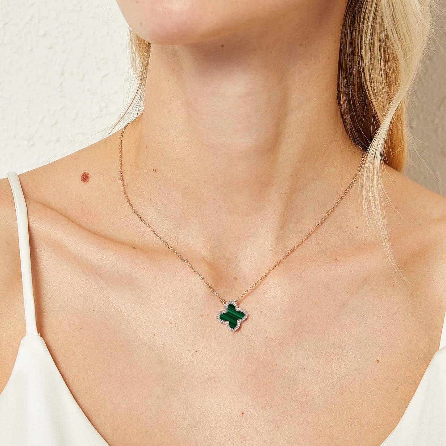 Dainty Lucky Clover Necklace 14K Gold Plated Four Leaf Clover Necklace for Women, Simple Necklace Jewelry for Girls Teen