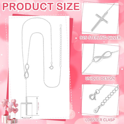 925 Sterling Silver Infinitysilver Cross Necklaces for Women - Cross Pendants 3 Color Styles Religious Jewelry with Adjustable Chain - Top Gifting Idea